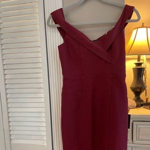 Dark red off the shoulder dress